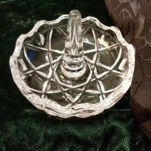 Weighty Etched Glass Ring Tree